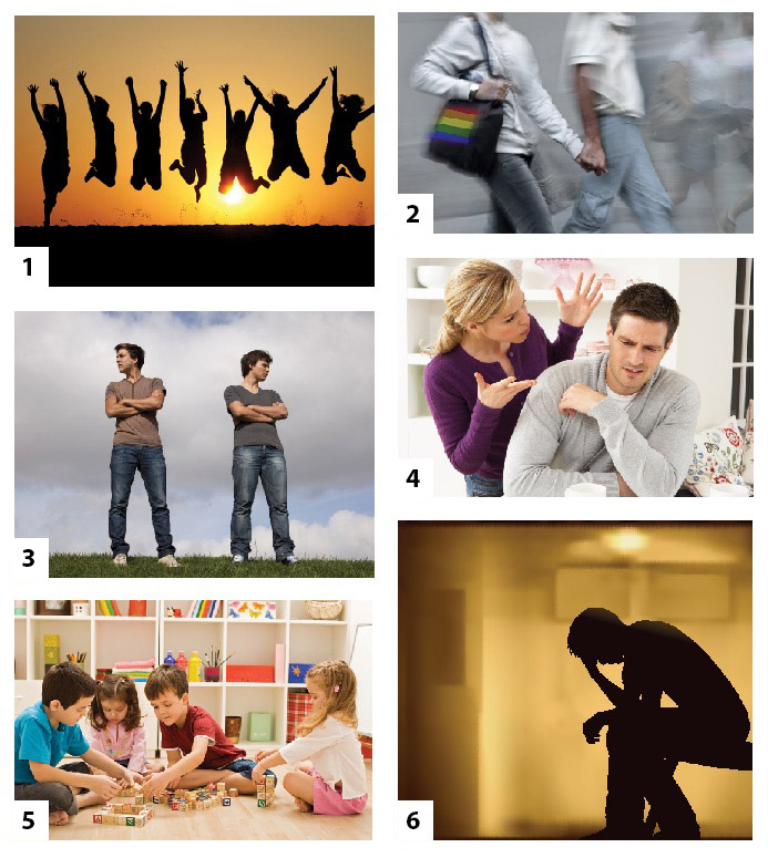 Seeing Emotions in Body Language six images showing different body language