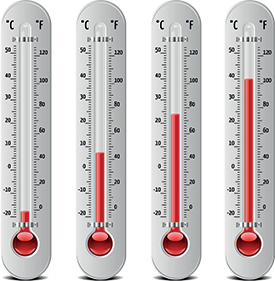 illustration of thermometers with different levels