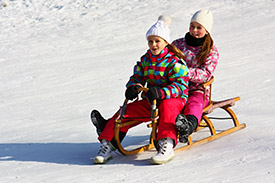 Replacing Dull Verbs with Vivid Verbs Photo of two young girls sledding