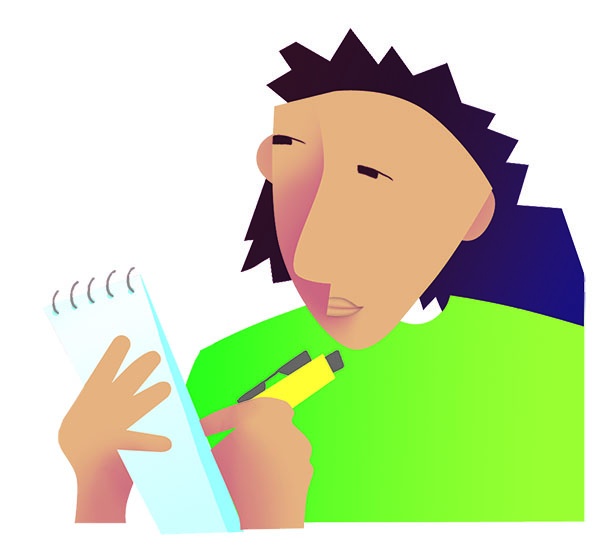 Keeping a Learning Log Young adult writing on a notepad
