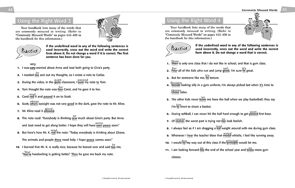 All Write SkillsBook Teacher's Edition pages 44 and 45