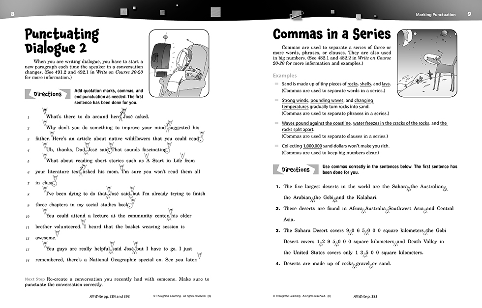 Write on Course 20-20 SkillsBook (6) Teacher's Edition pages 8 and 9