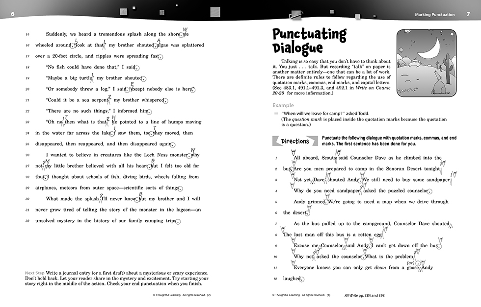 Write on Course 20-20 SkillsBook (7) Teacher's Edition pages 6 and 9