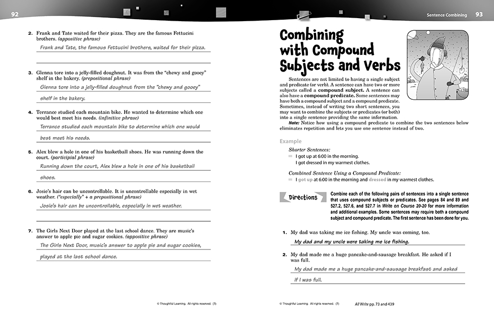 Write on Course 20-20 SkillsBook (7) Teacher's Edition pages 92 and 93