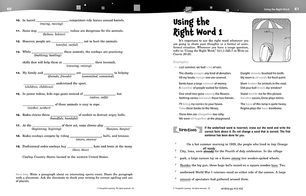 Write on Course 20-20 SkillsBook (7) pages 60 and 61