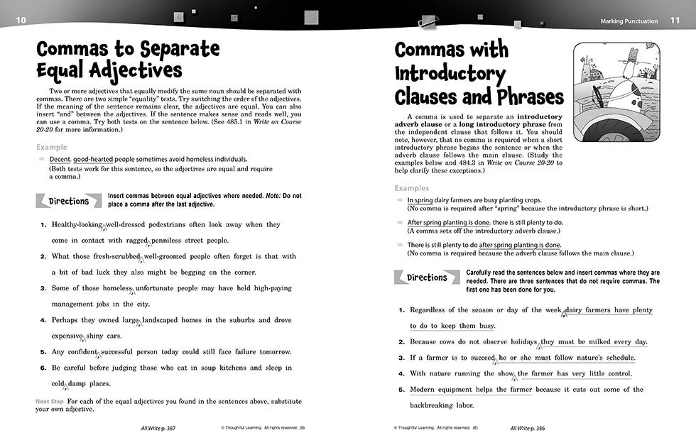 Write on Course 20-20 SkillsBook (8) Teacher's Edition pages 10 and 11