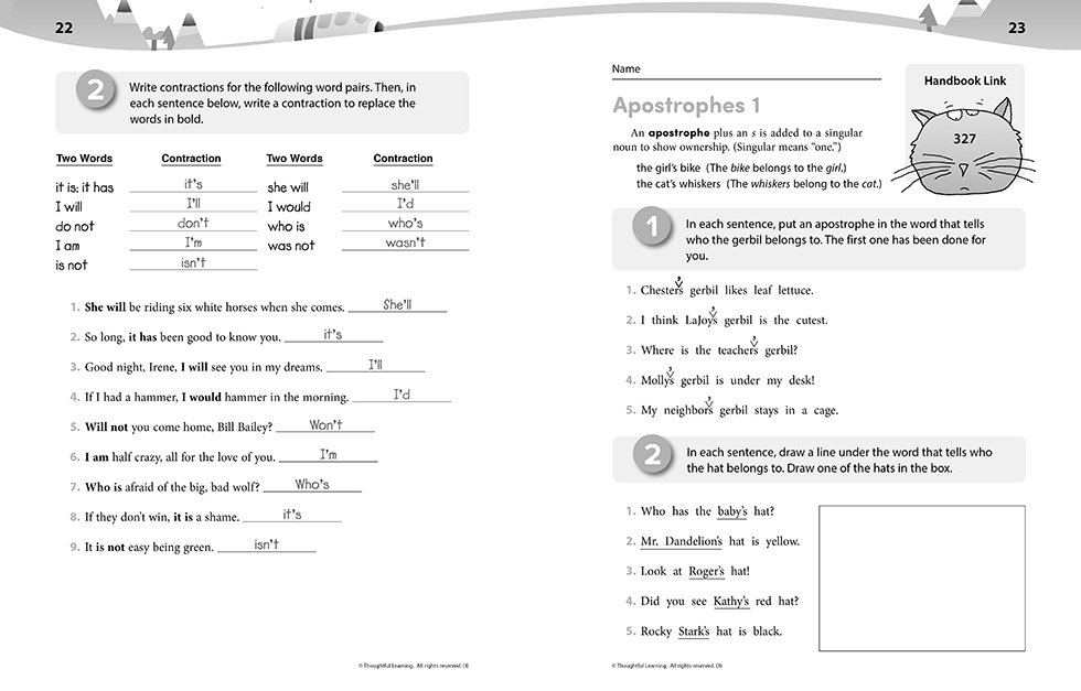 Write on Track SkillsBook Teacher's Edition pages 22 and 23