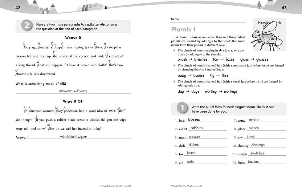 Write on Track SkillsBook Teacher's Edition pages 42 and 43