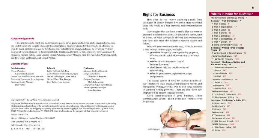 Write for Business pages ii and iii