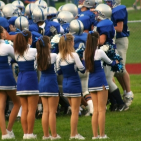 Cheerleaders at a high school football game