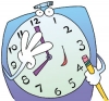 illustration of a clock character holding a pencil